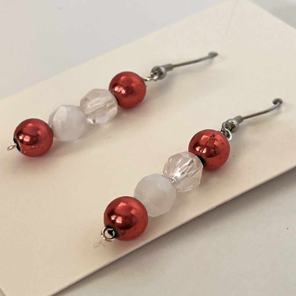 Cute, trendy handcrafted dangle earrings. Bead, wood, stone,crystals. S/G plated